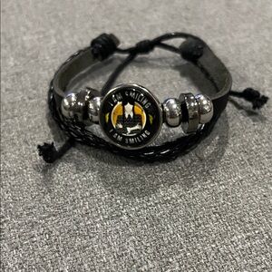 Wednesday Adam’s Black Faux Leather Bracelet with Silver Accents